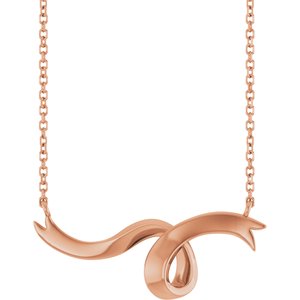 14K Rose Gold Ribbon Bar Necklace
