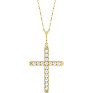 3/4 CTW Lab-Grown Diamond French-Set Cross 16-18" Necklace