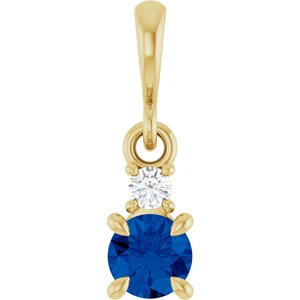 Lab-Grown Blue Sapphire & .03 CT Natural Diamond Pendant