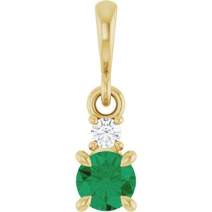 Lab-Grown Emerald & .03 CT Natural Diamond Pendant