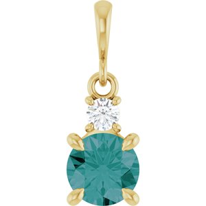 Lab-Grown Alexandrite & .07 CT Natural Diamond Pendant