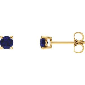 4 mm Lab-Grown Blue Sapphire Earrings
