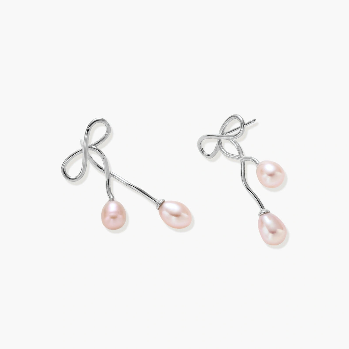 Silver Knot Pearl Earrings