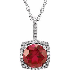 7 mm Lab-Grown Ruby & .015 CTW Natural Diamond 18" Necklace