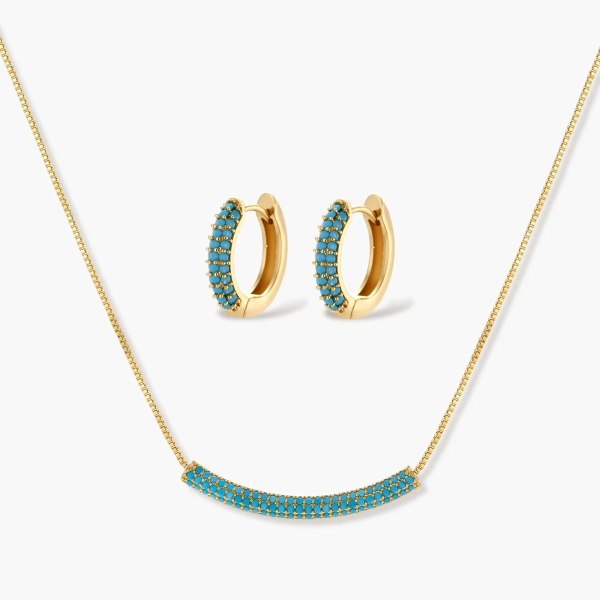 Turquoise and Gold Curvy Jewelry Set