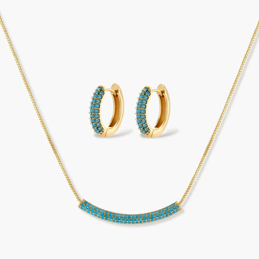 Turquoise and Gold Curvy Jewelry Set
