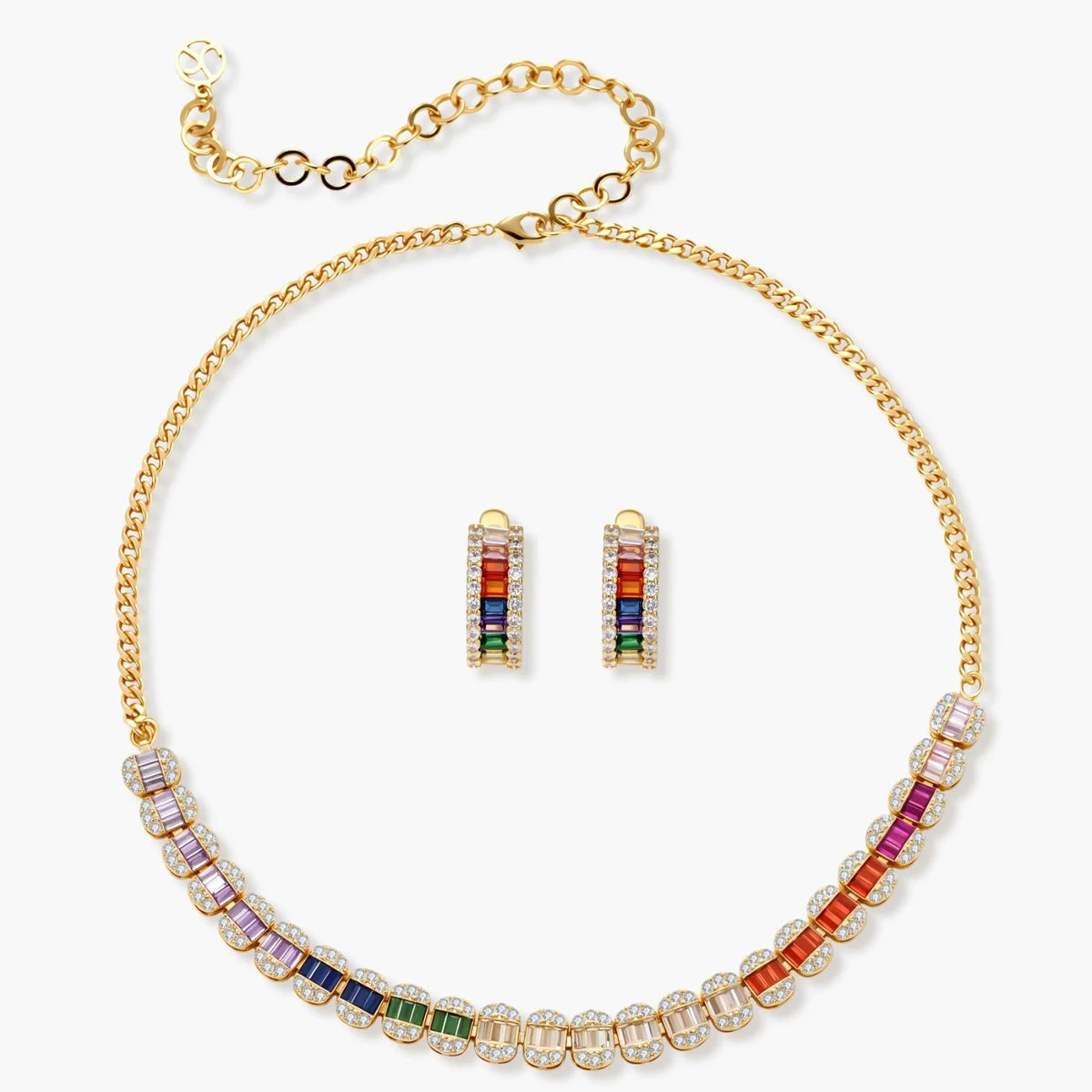 Rainbow and Gold Ladder Jewelry Set