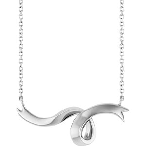 14K White Gold Ribbon Bar Necklace