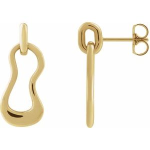 14K Yellow Gold Freeform Right Dangle Earring