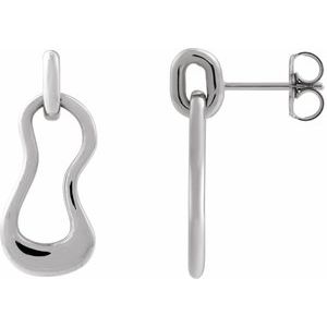 14K White Gold Freeform Dangle Earrings