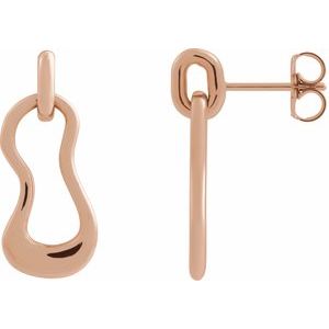 14K Rose Gold Freeform Left Dangle Earring