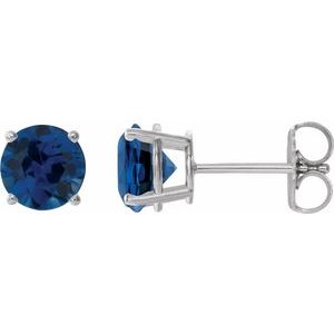 6 mm Lab-Grown Blue Sapphire Earrings