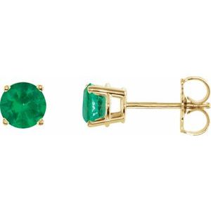 5 mm Lab-Grown Emerald Earrings
