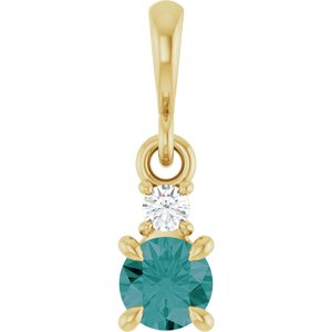 Lab-Grown Alexandrite & .03 CT Natural Diamond Pendant