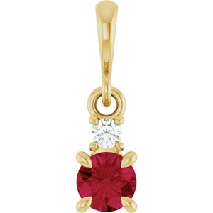Lab-Grown Ruby & .03 CT Natural Diamond Pendant