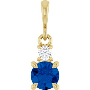 Lab-Grown Blue Sapphire & .06 CT Natural Diamond Pendant