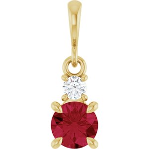 Lab-Grown Ruby & .06 CT Natural Diamond Pendant