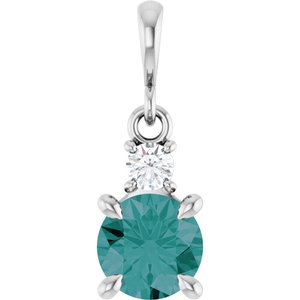 Lab-Grown Alexandrite & .07 CT Natural Diamond Pendant