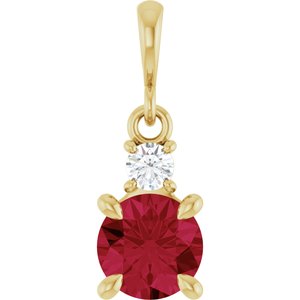Lab-Grown Ruby & .07 CT Natural Diamond Pendant