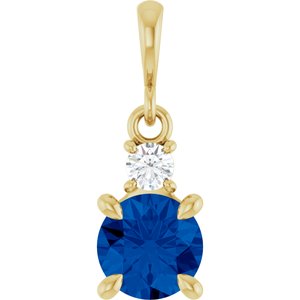 Lab-Grown Blue Sapphire & .07 CT Natural Diamond Pendant
