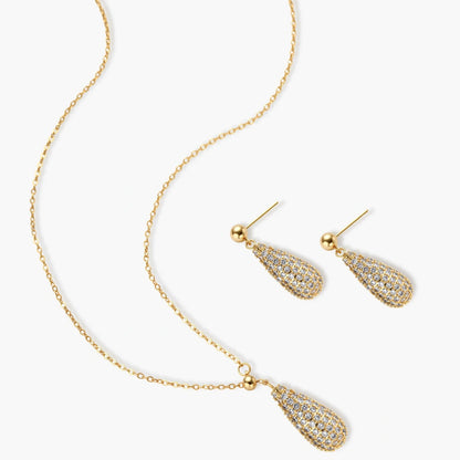 Golden Sparkling Drops Jewelry Set