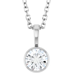 1/3 CT Lab-Grown Diamond Bezel-Set Solitaire 16-18" Necklace