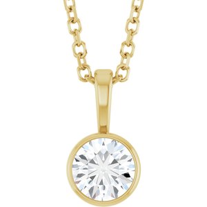 1/3 CT Lab-Grown Diamond Bezel-Set Solitaire 16-18" Necklace