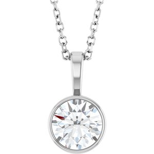 5/8 CT Lab-Grown Diamond Bezel-Set Solitaire 16-18" Necklace