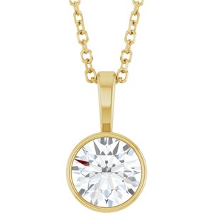 5/8 CT Lab-Grown Diamond Bezel-Set Solitaire 16-18" Necklace