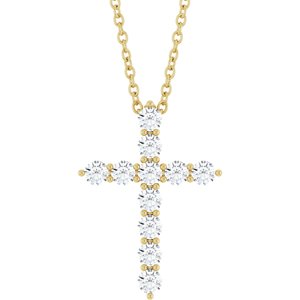 3/8 CTW Lab-Grown Diamond Cross 16-18" Necklace