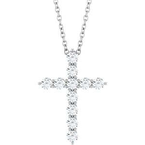 3/8 CTW Lab-Grown Diamond Cross 16-18" Necklace