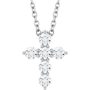 1/4 CTW Lab-Grown Diamond Cross 16-18" Necklace