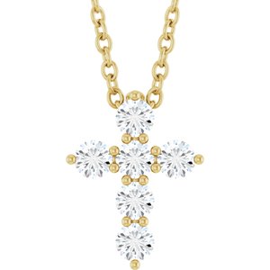 1/4 CTW Lab-Grown Diamond Cross 16-18" Necklace