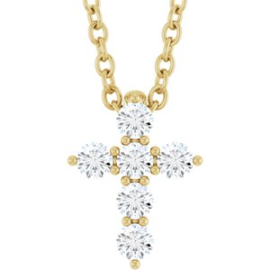 1/6 CTW Lab-Grown Diamond Cross 16-18" Necklace