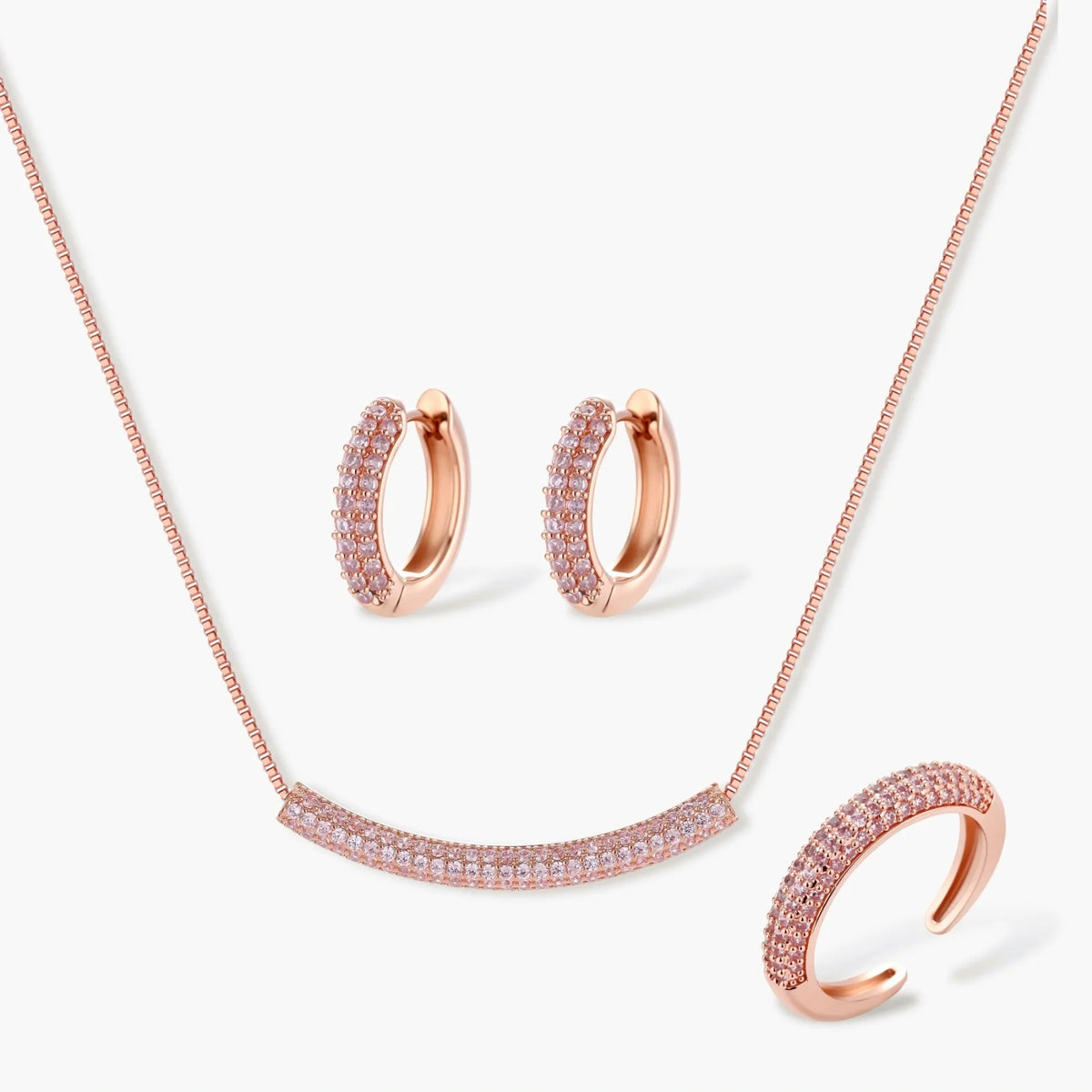 Rose Gold Sparkling Jewelry Set