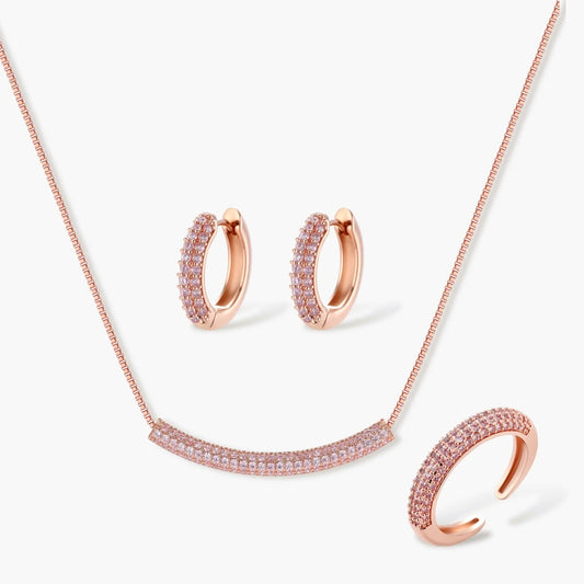 Rose Gold Sparkling Jewelry Set