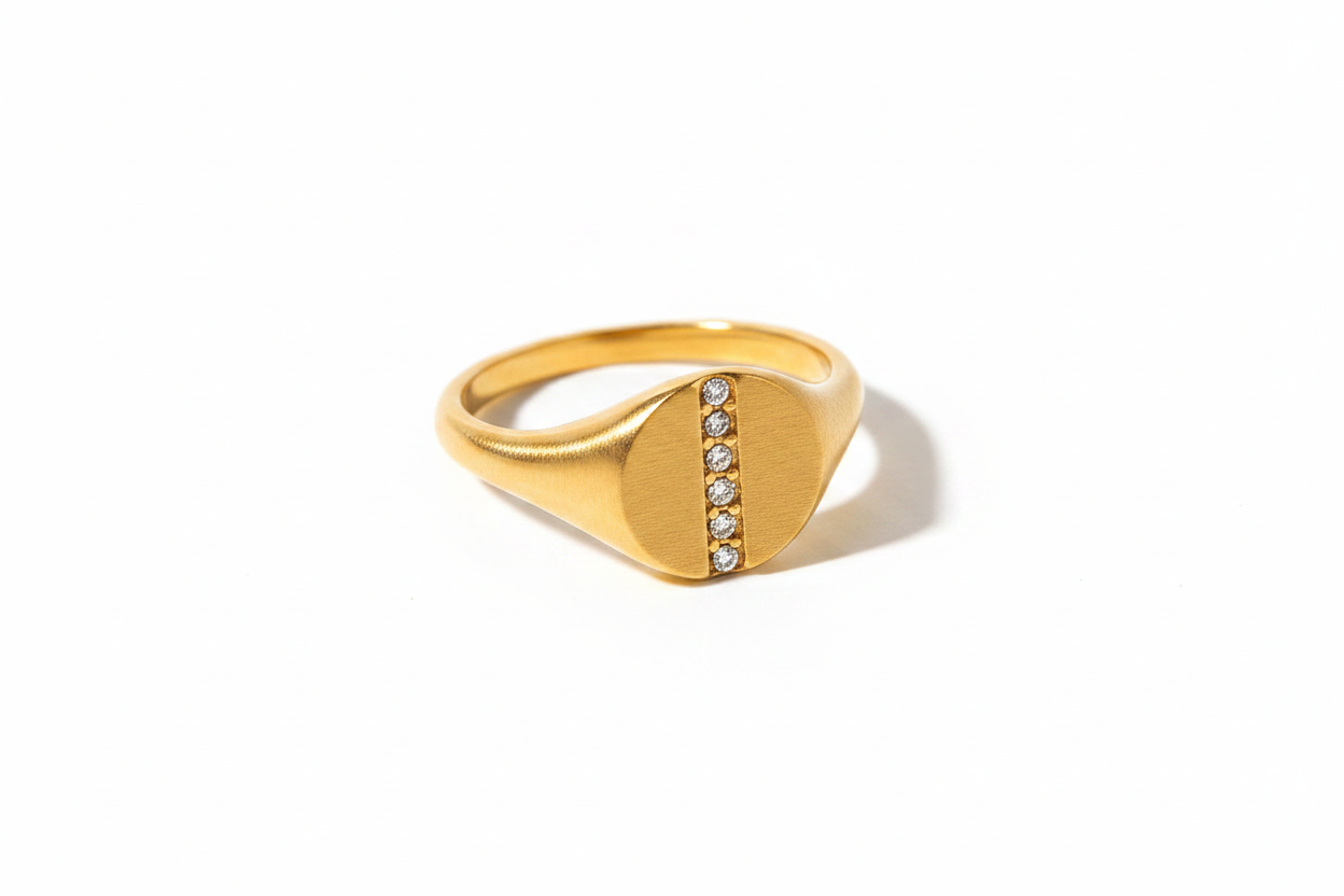 Gold Plated Inlaid Cubic Zirconia Ring