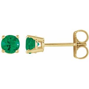 4 mm Lab-Grown Emerald Earrings