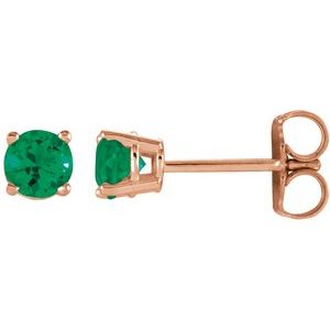 4 mm Lab-Grown Emerald Earrings