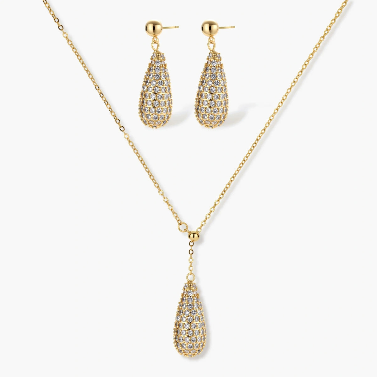 Golden Sparkling Drops Jewelry Set