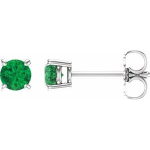 4 mm Lab-Grown Emerald Earrings