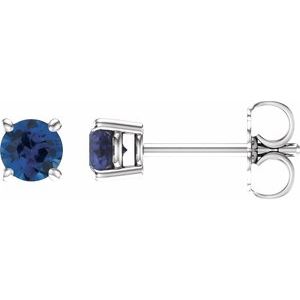 4 mm Lab-Grown Blue Sapphire Earrings