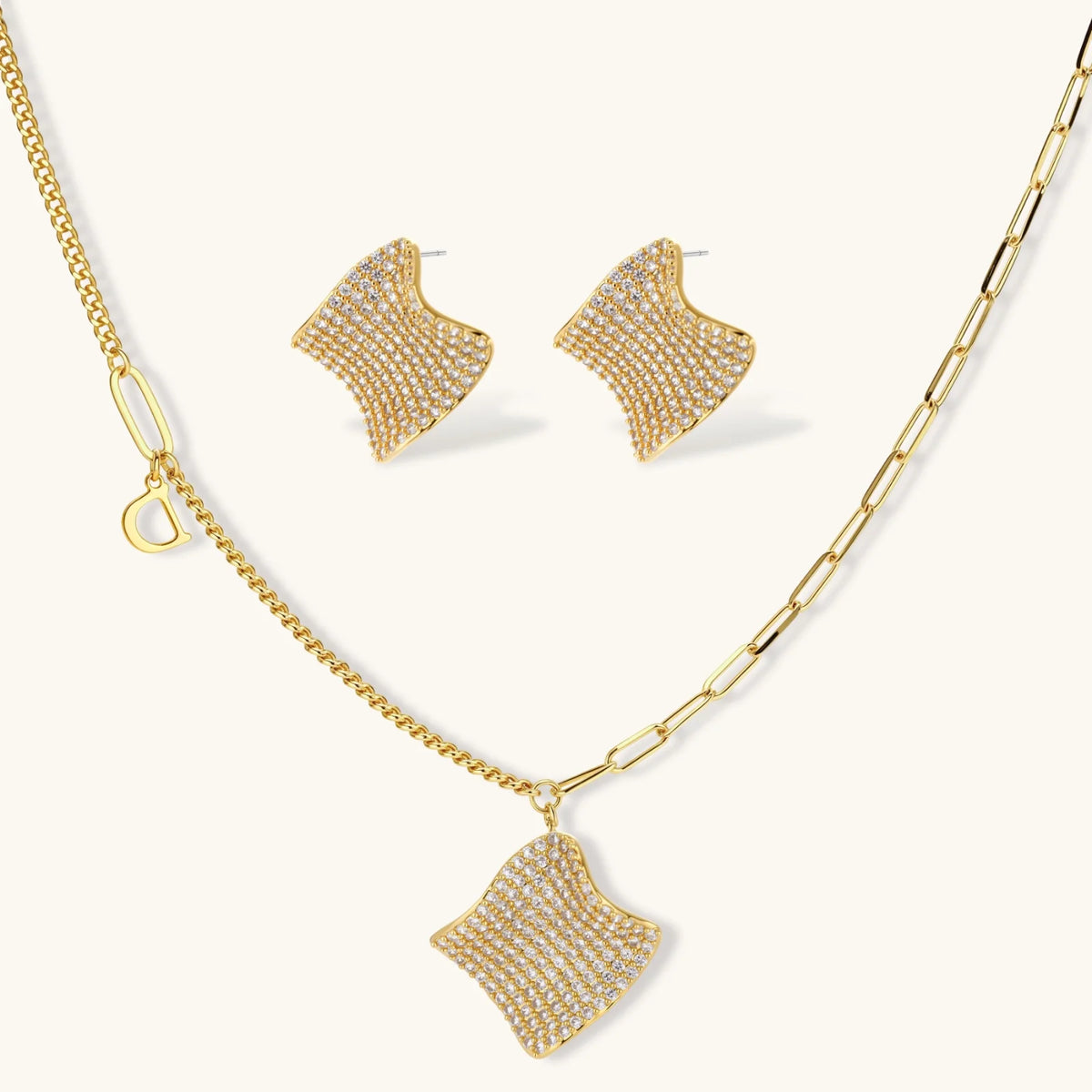 Gold Plated Waves Jewelry Set