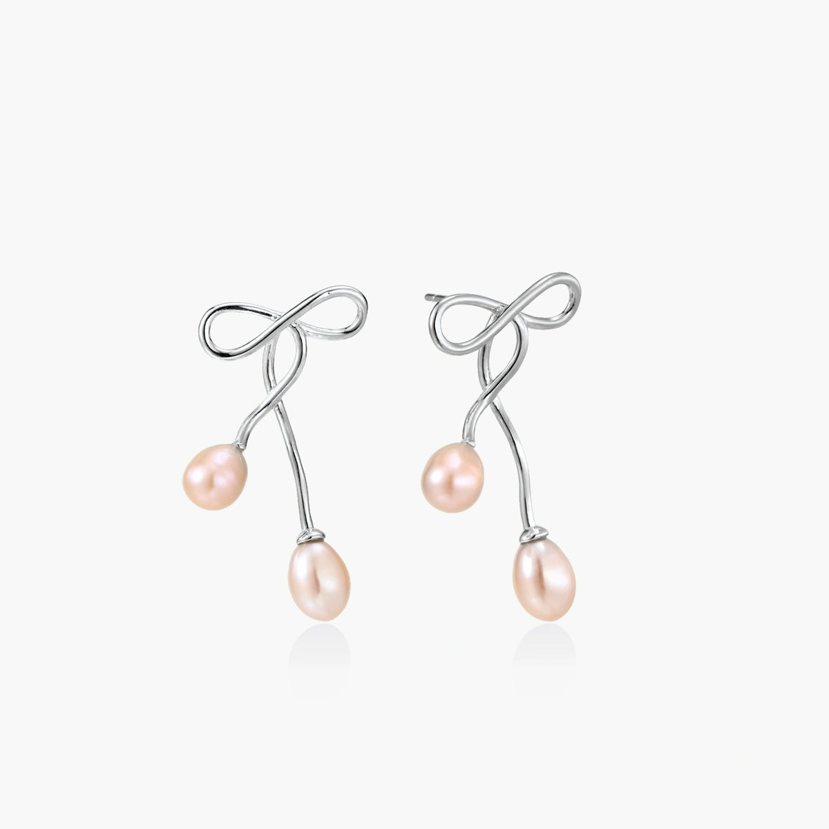 Silver Knot Pearl Earrings