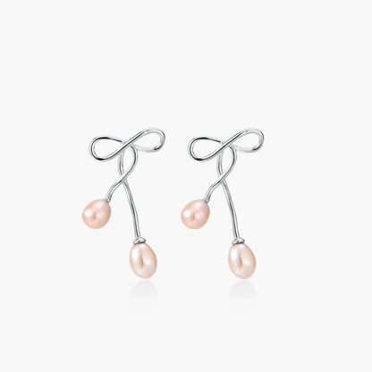 Silver Knot Pearl Earrings