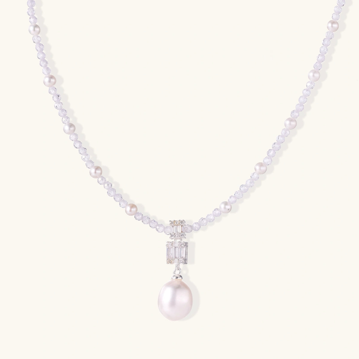 Silver Lavender Pearl Necklace