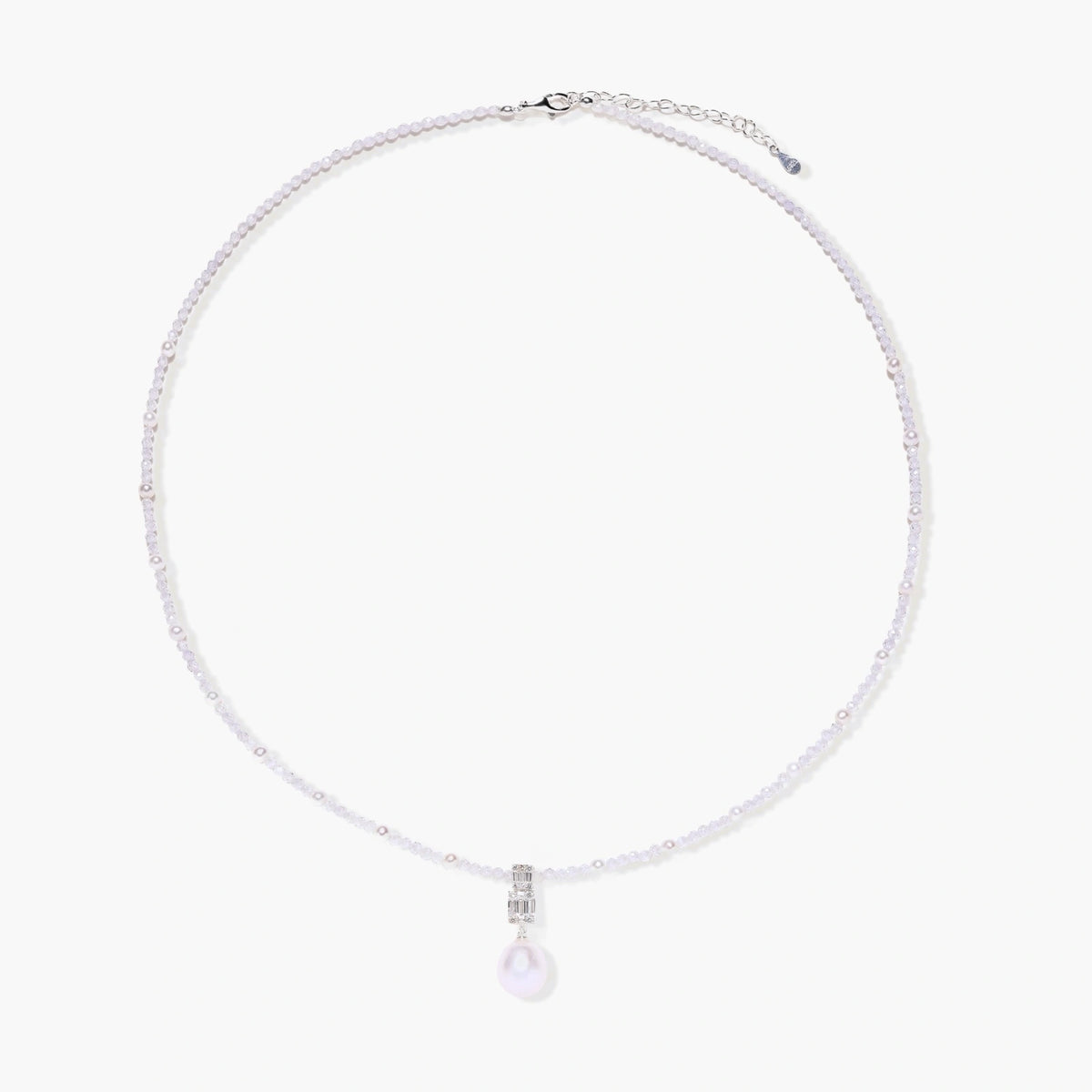 Silver Lavender Pearl Necklace