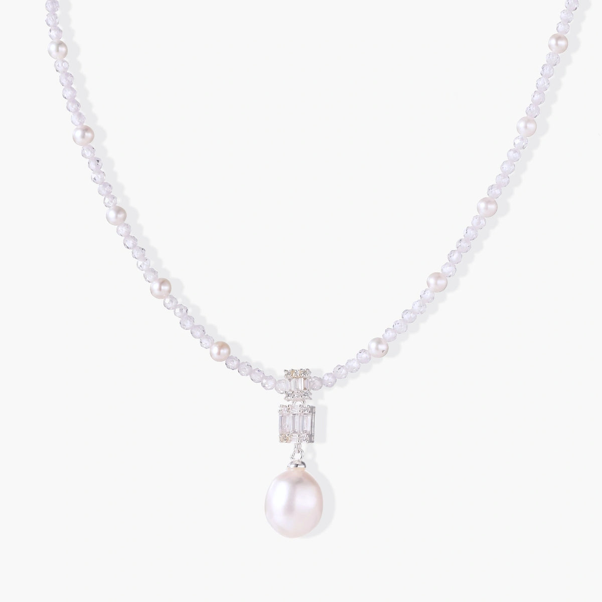 Silver Lavender Pearl Necklace