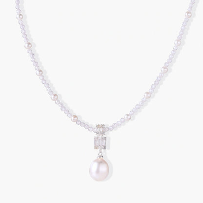 Silver Lavender Pearl Necklace