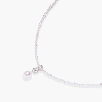 Silver Lavender Pearl Necklace